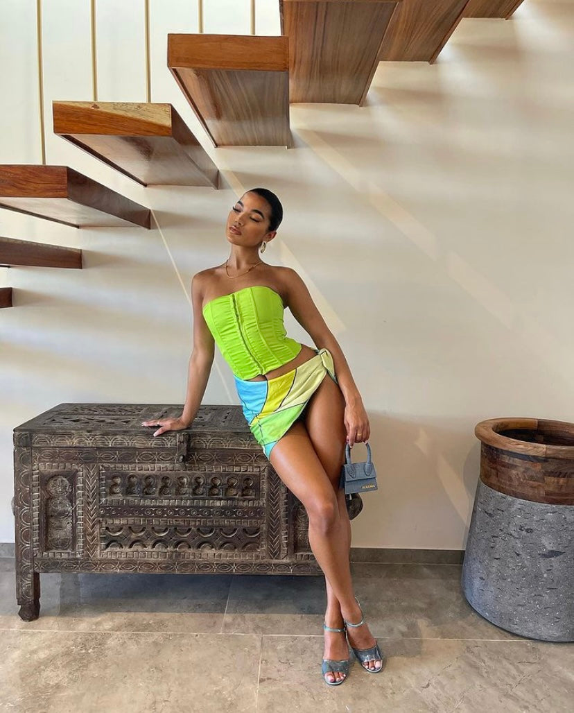 Resort wear, Two Piece, Vacation, Co ord, Print Scarf, Versatile Piece, Wardrobe Staple , Azure Two Piece, Small Busines, Unique Design, Staple Piece, Azure Staple Piece, Vintsol Azure, Vintsol Tie up piece, Clothing Brand, Black Owned, Chloe Scantlebury 